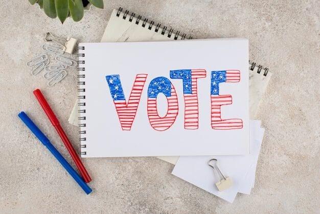 Notebook page with hand-drawn VOTE letters