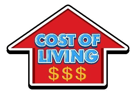 Red house graphic labeled 'Cost of Living'