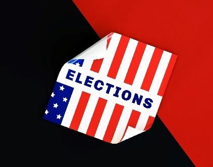 Folded American elections sticker on black