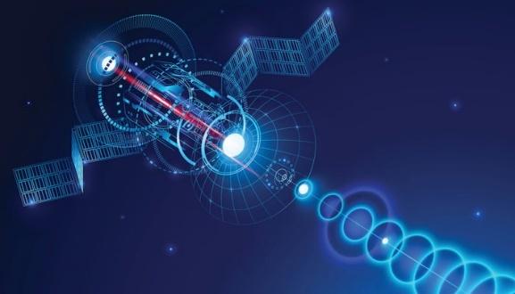 Satellite transmitting circular energy signals in space