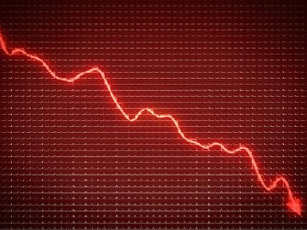 red downward financial chart with arrow