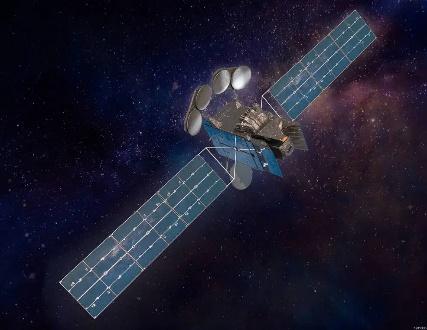 communications satellite against starry space