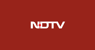 NDTV white logo on red background