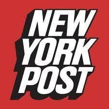 Logo of the New York Post with bold white letters on a red and black background.