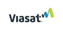 Viasat logo with stylized green-blue emblem.