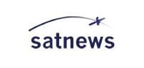 Satnews logo with satellite icon above text.