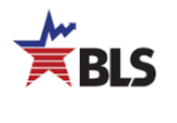 BLS logo with star and graph design.