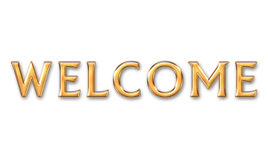 Gold three-dimensional welcome word graphic