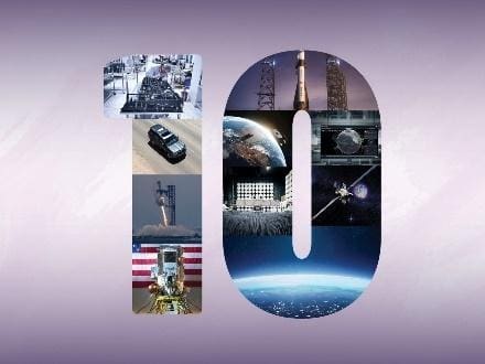 Number ten with space exploration images inside.