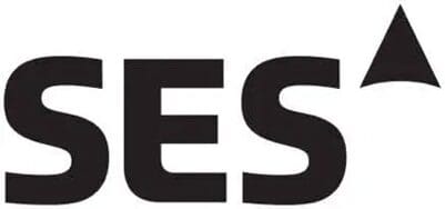 SES logo with upward triangle