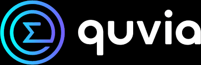 Logo with stylized text 'qu' and a purple circular icon.