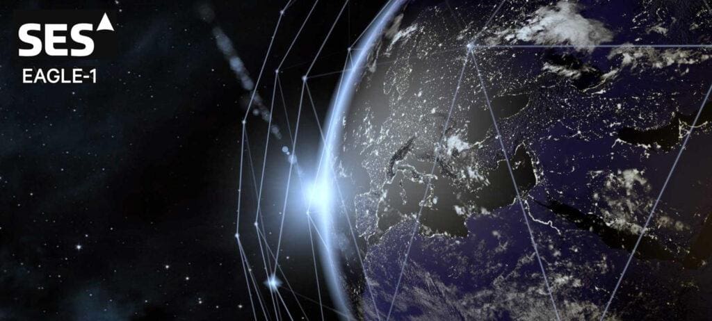 SES Eagle-1 concept globe with network beams