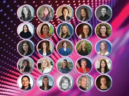 Collage of women speakers in circular portraits