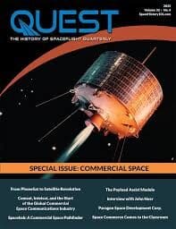 Quest magazine cover featuring a satellite.