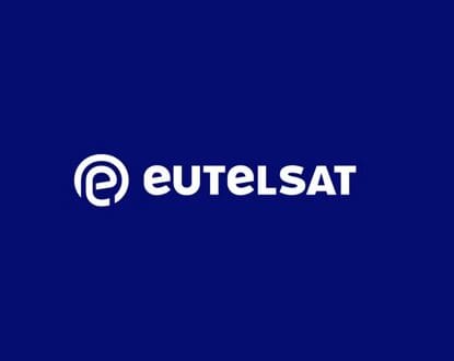 Eutelsat logo on blue background.