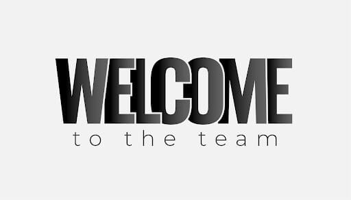 Large shadowed WELCOME above 'to the team'