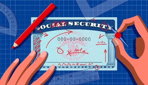 Illustration of altered Social Security card.