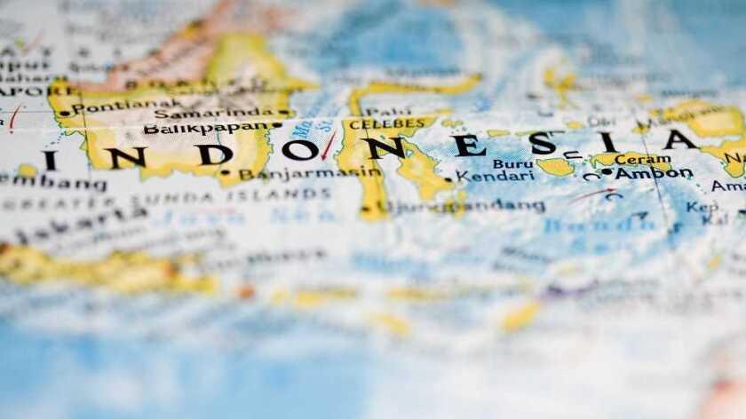 Close-up map of Indonesia and islands