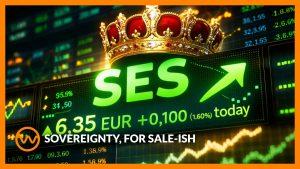 SES stock display with crown and upward arrow