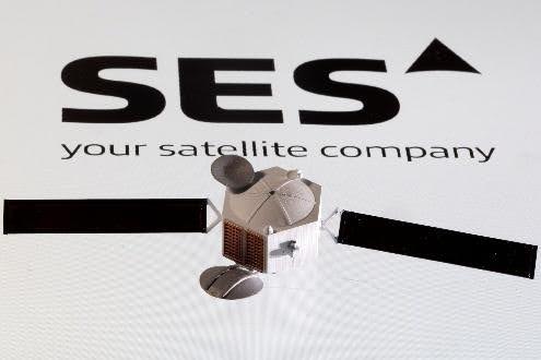 Small satellite model on SES logo