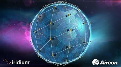 Satellites forming a network around a digital globe