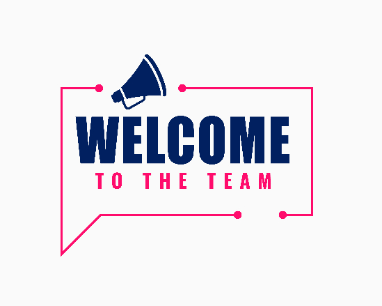 Welcome to the team sign with megaphone