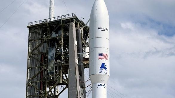 Orbital rocket standing on launchpad before liftoff