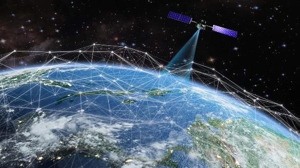 Satellite network overlay above Earth