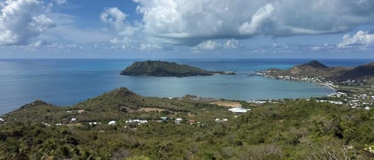 Panoramic tropical bay with islands and coastline