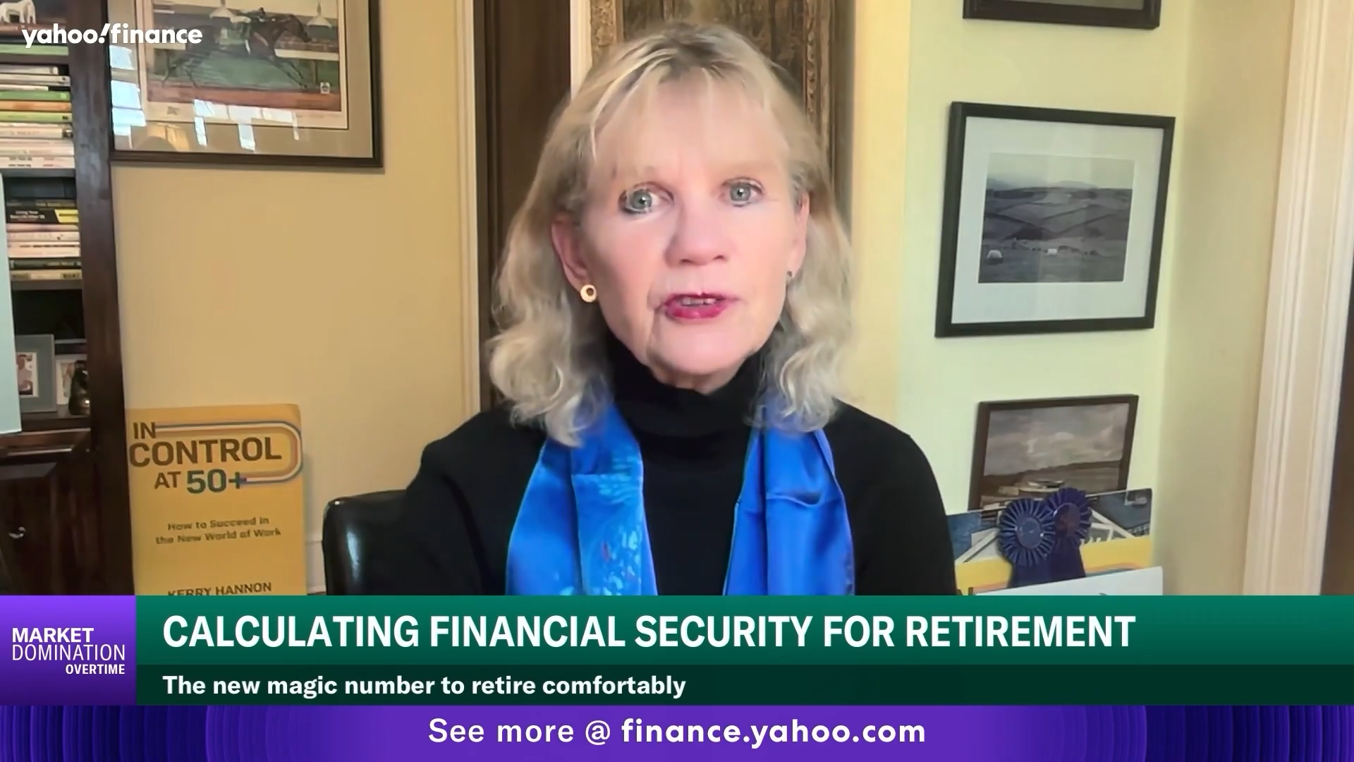 Woman interviewed on finance segment at home